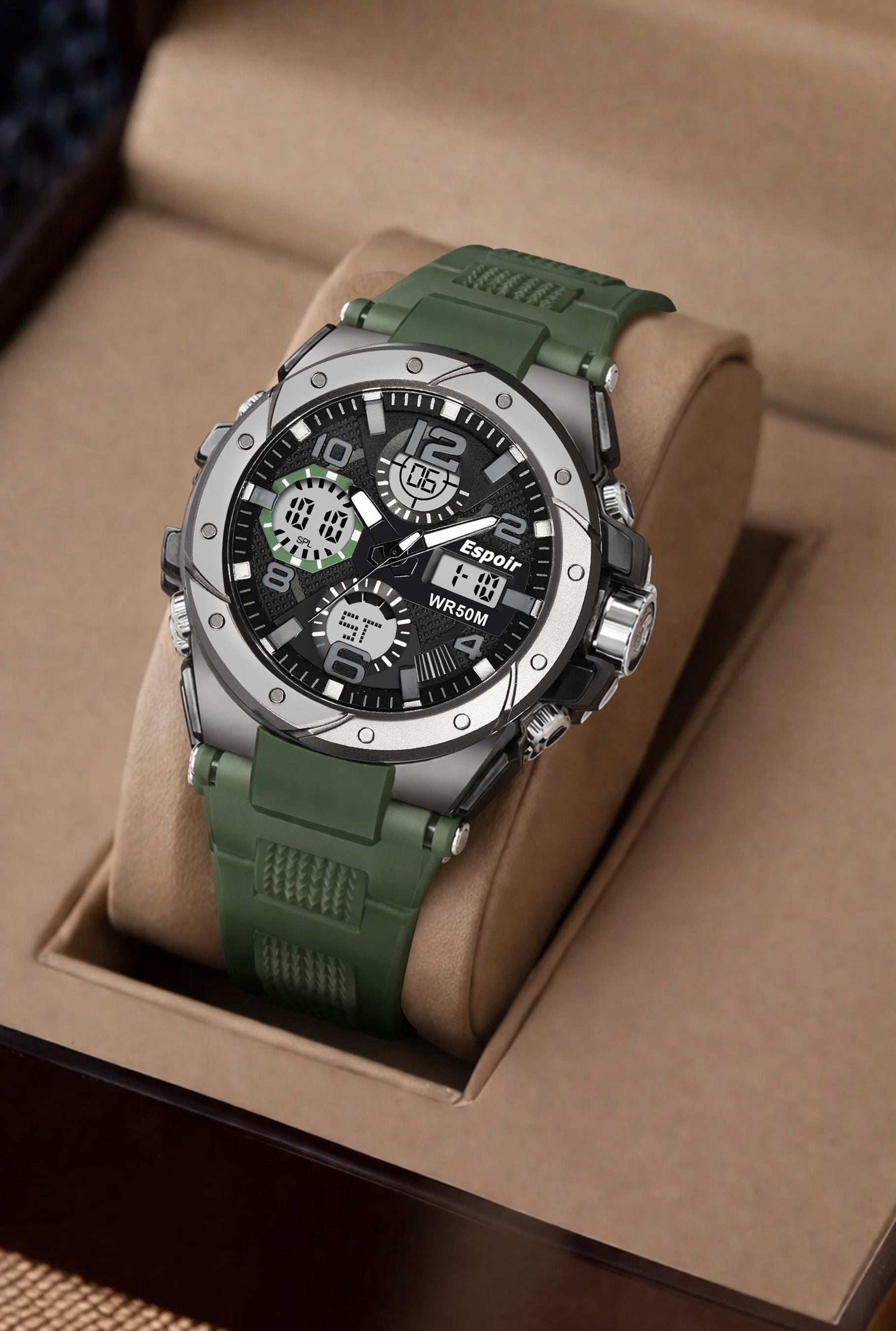 Espoir 9025 Elegant Sports Analog Digital Elegant Sports Analog Digital Water Resistant Analog-Digital Watch  - For Men
