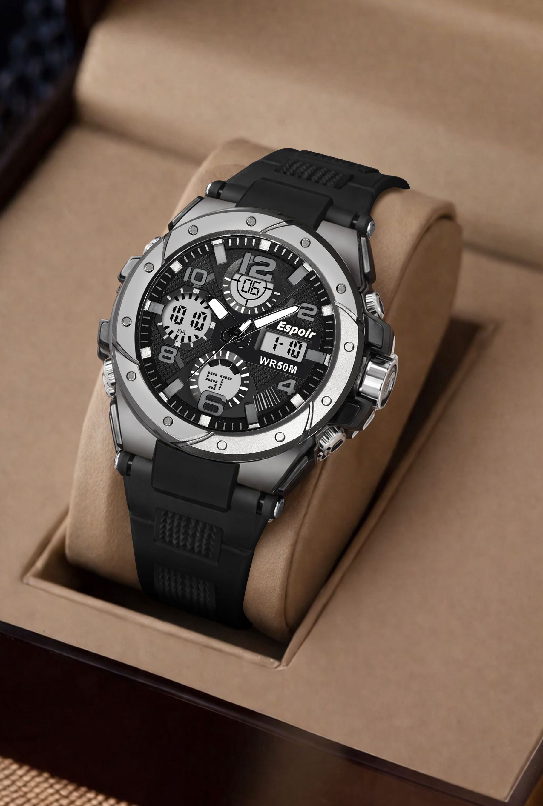 Espoir 9025 Elegant Sports Analog Digital Elegant Sports Analog Digital Water Resistant Analog-Digital Watch  - For Men