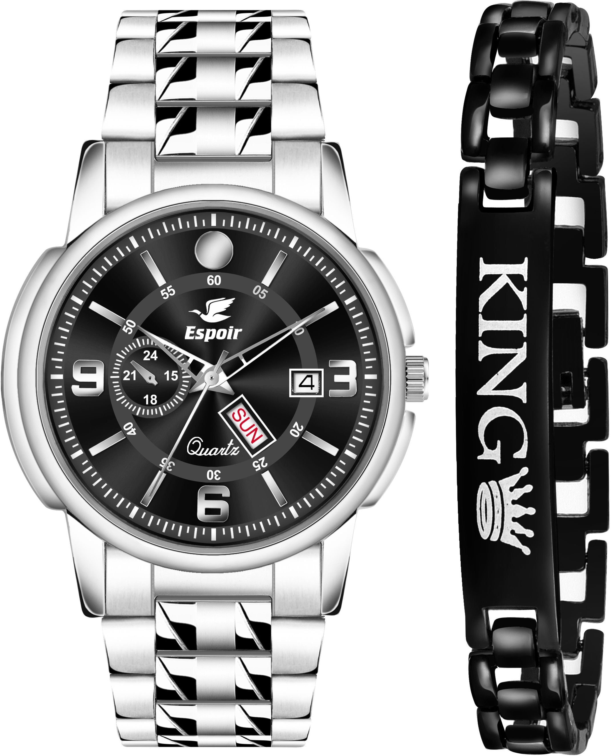 Espoir Alpha Combo Steel Strap with Triple Safety Day And Date Functioning High Quality Analog Watch  - For Men