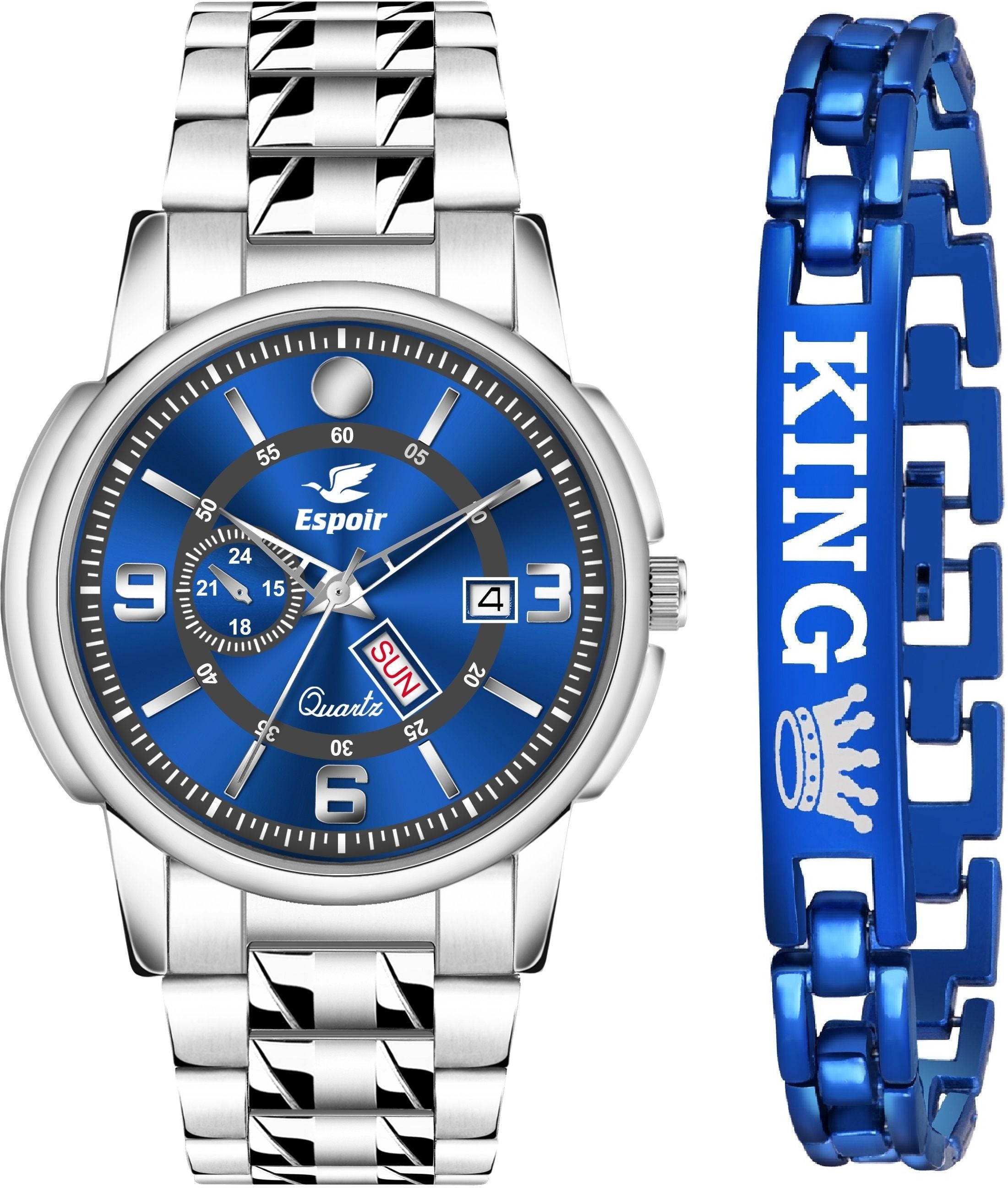 Espoir Alpha Combo Steel Strap with Triple Safety Day And Date Functioning High Quality Analog Watch  - For Men
