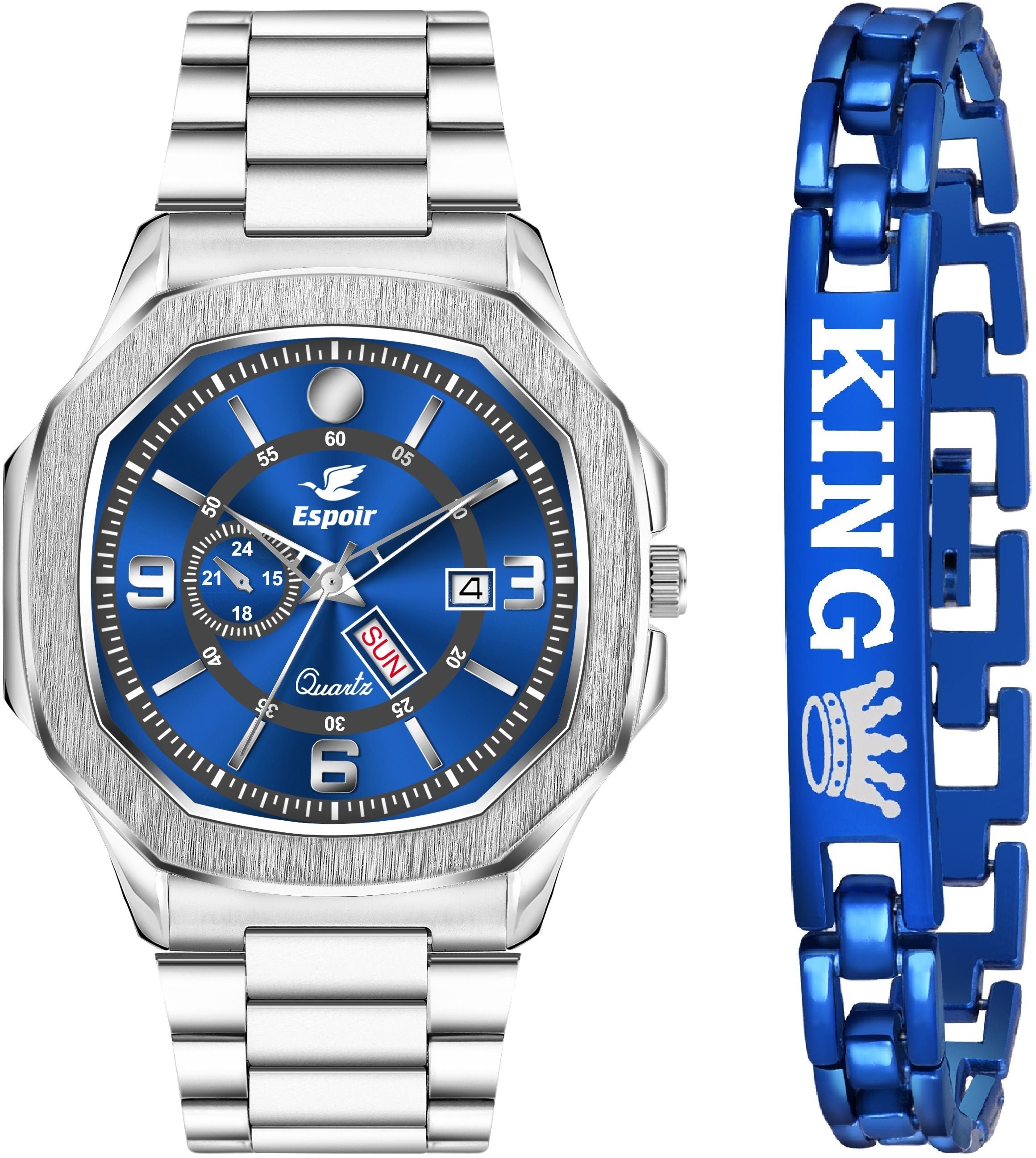Espoir Alpha Combo Steel Strap with Triple Safety Day And Date Functioning High Quality Analog Watch  - For Men