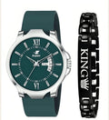 Espoir Olive Day and Date Smart Watch Strap Day And Date Functioning High Quality Analog Watch  - For Men