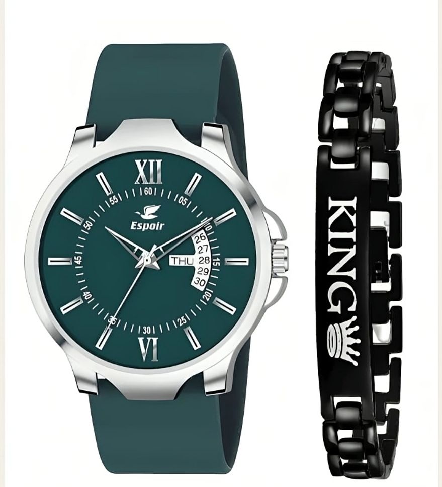 Espoir Olive Day and Date Smart Watch Strap Day And Date Functioning High Quality Analog Watch  - For Men