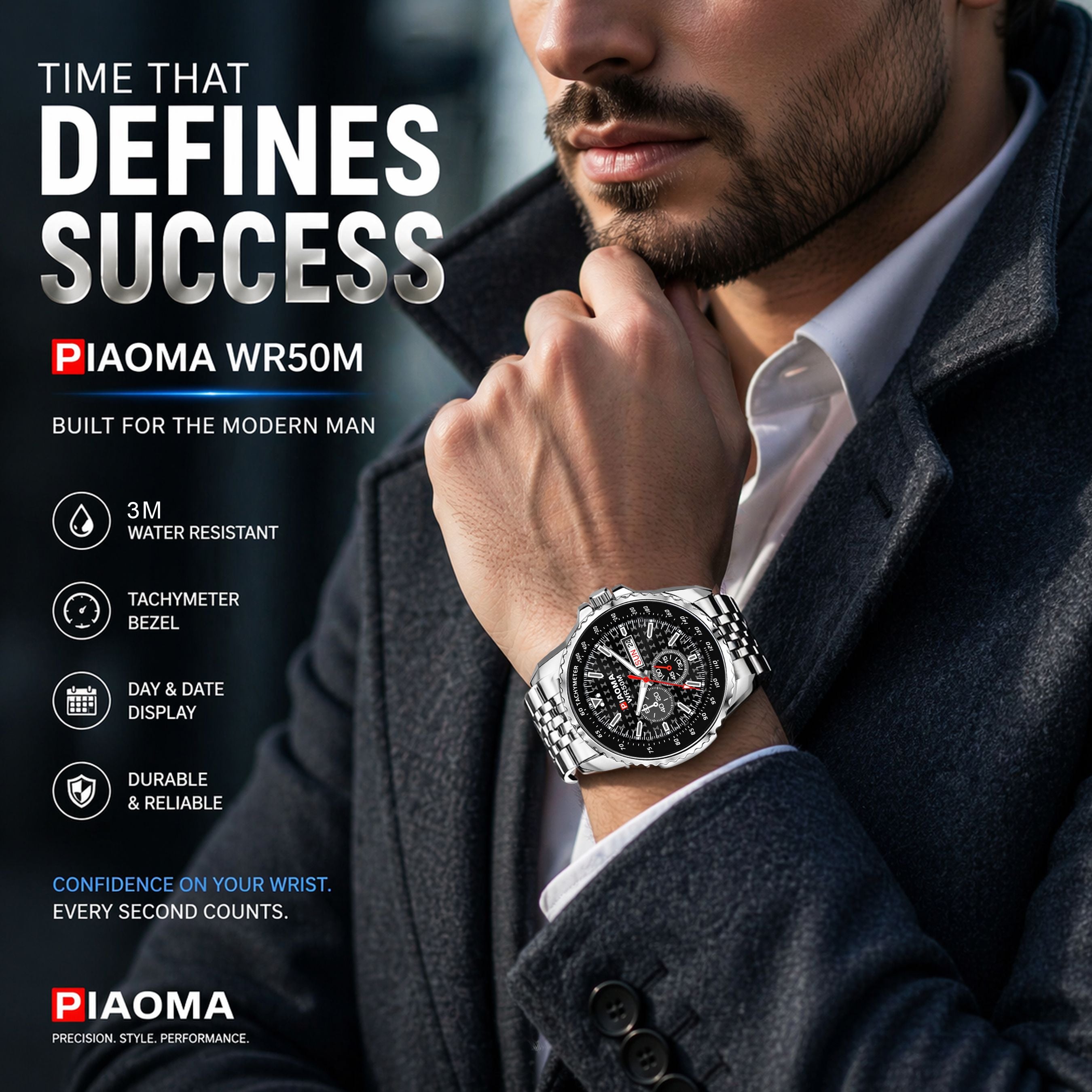 Piaoma Fresh Tachymeter Ring COllection Analog Watch  - For Men
