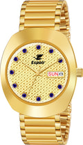 Espoir Stylish 3D Glass with Masculine Blue Stones Series Stainless Steel Chain Analog Watch  - For Men