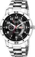 Piaoma NA BLACK DIAL AND SILVER STRAP DAY & DATE FUNCTIONING WATCH FOR BOYS Analog Watch Analog Watch  - For Men