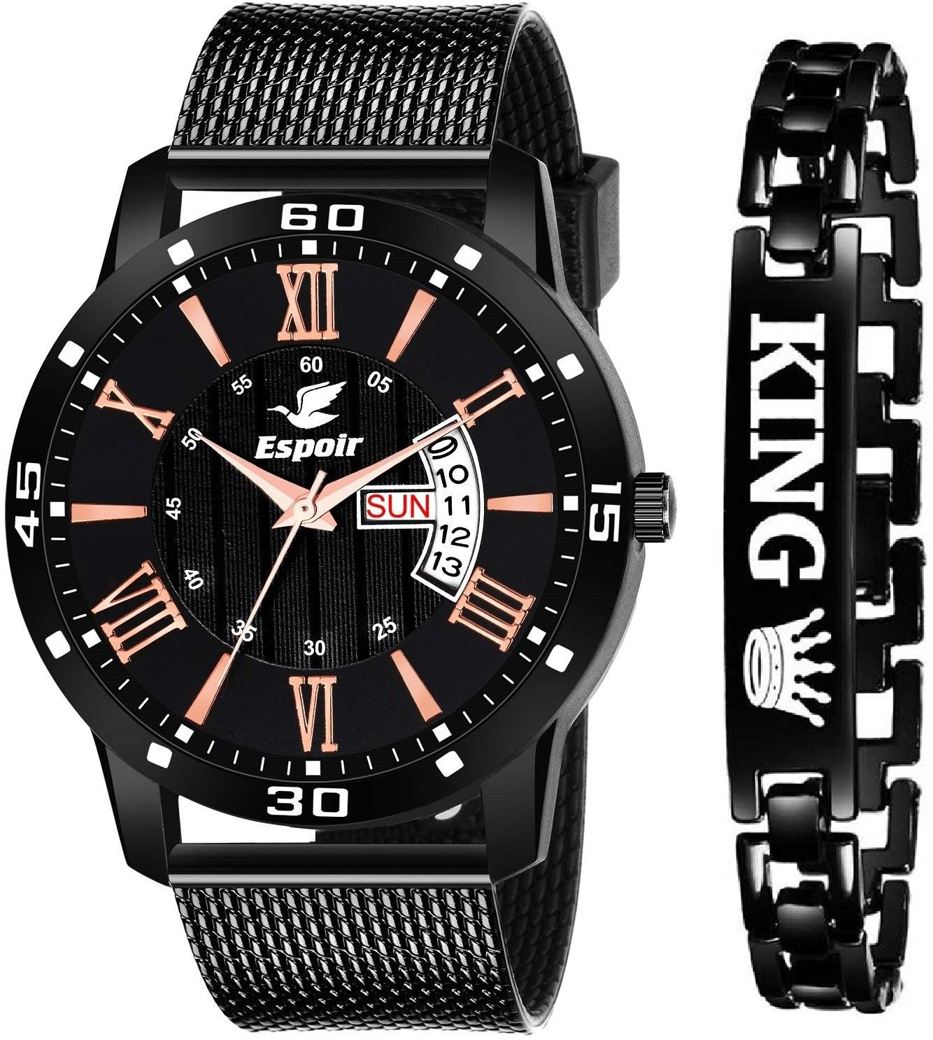 Espoir LCS King Combo Printed Bracelet Day And Date Functioning High Quality Analog Watch  - For Men