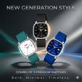 Piaoma Gift Pack Combo of 3 with Date and Silicon Strap Analog Watch  - For Men