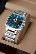 Espoir Square Applicated Steel Strap Green Dial square case Applique Sea green dial Analog Watch  - For Men