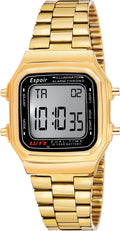 Espoir UNI0507 Gold Long Life Unisex Stylish Long Life GOLD Plated With alarm Digital Watch High Quality Digital Watch  - For Men & Women