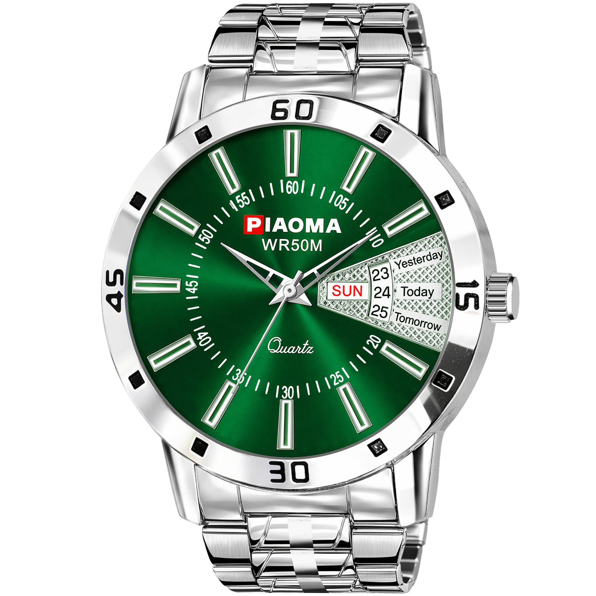 Piaoma Day and Date Latest Green Latest New Day and Date Mens Watch in FInest Fresh Green Color Analog Watch  - For Men