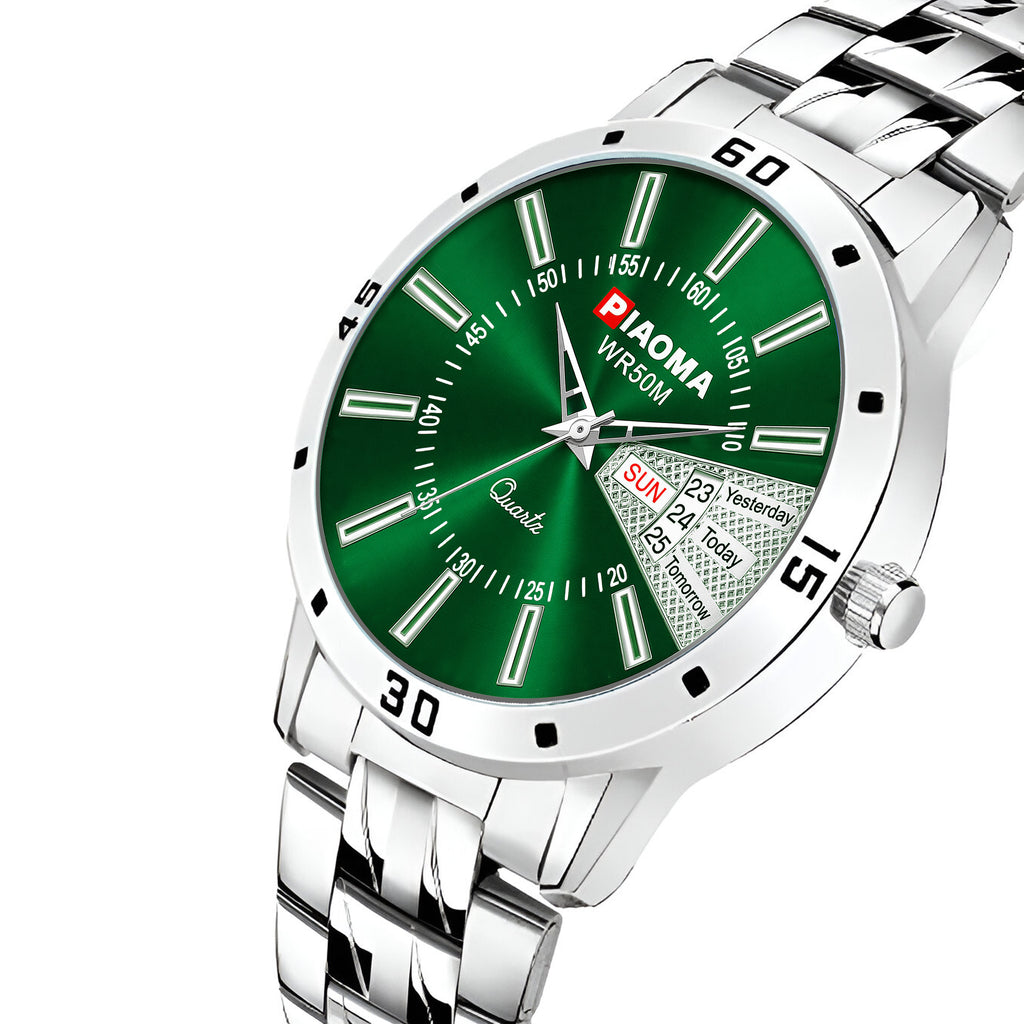 Piaoma Day and Date Latest Green Latest New Day and Date Mens Watch in FInest Fresh Green Color Analog Watch  - For Men