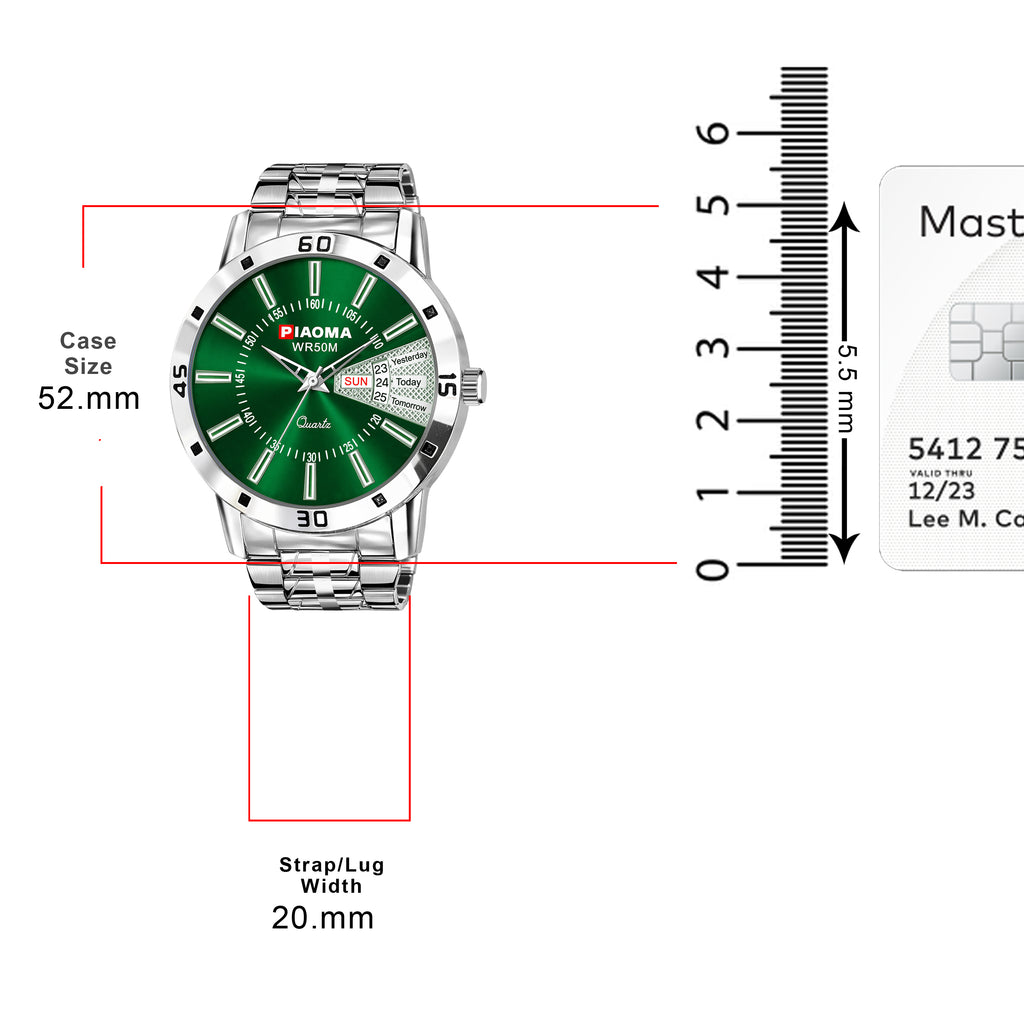 Piaoma Day and Date Latest Green Latest New Day and Date Mens Watch in FInest Fresh Green Color Analog Watch  - For Men
