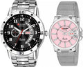 Piaoma Couple Black and pink watch Couple Watch Analog Watch  - For Couple