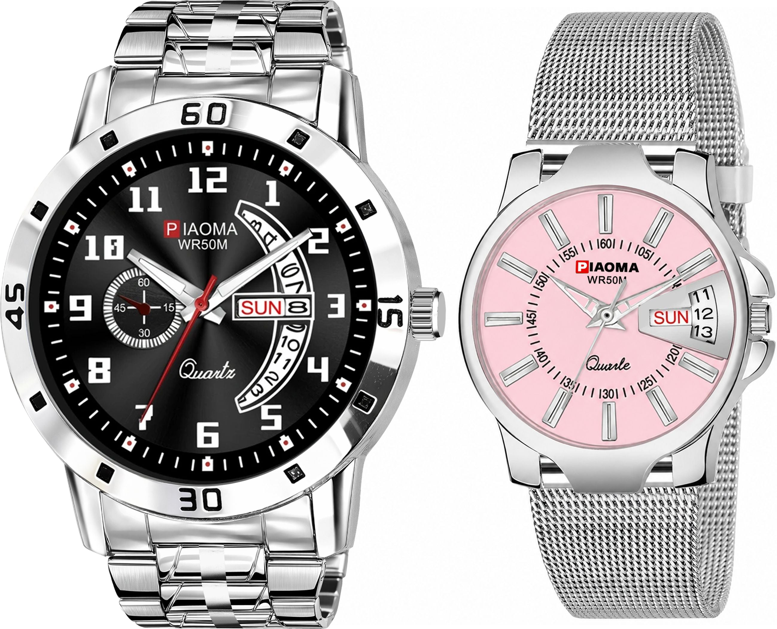 Piaoma Couple Black and pink watch Couple Watch Analog Watch  - For Couple