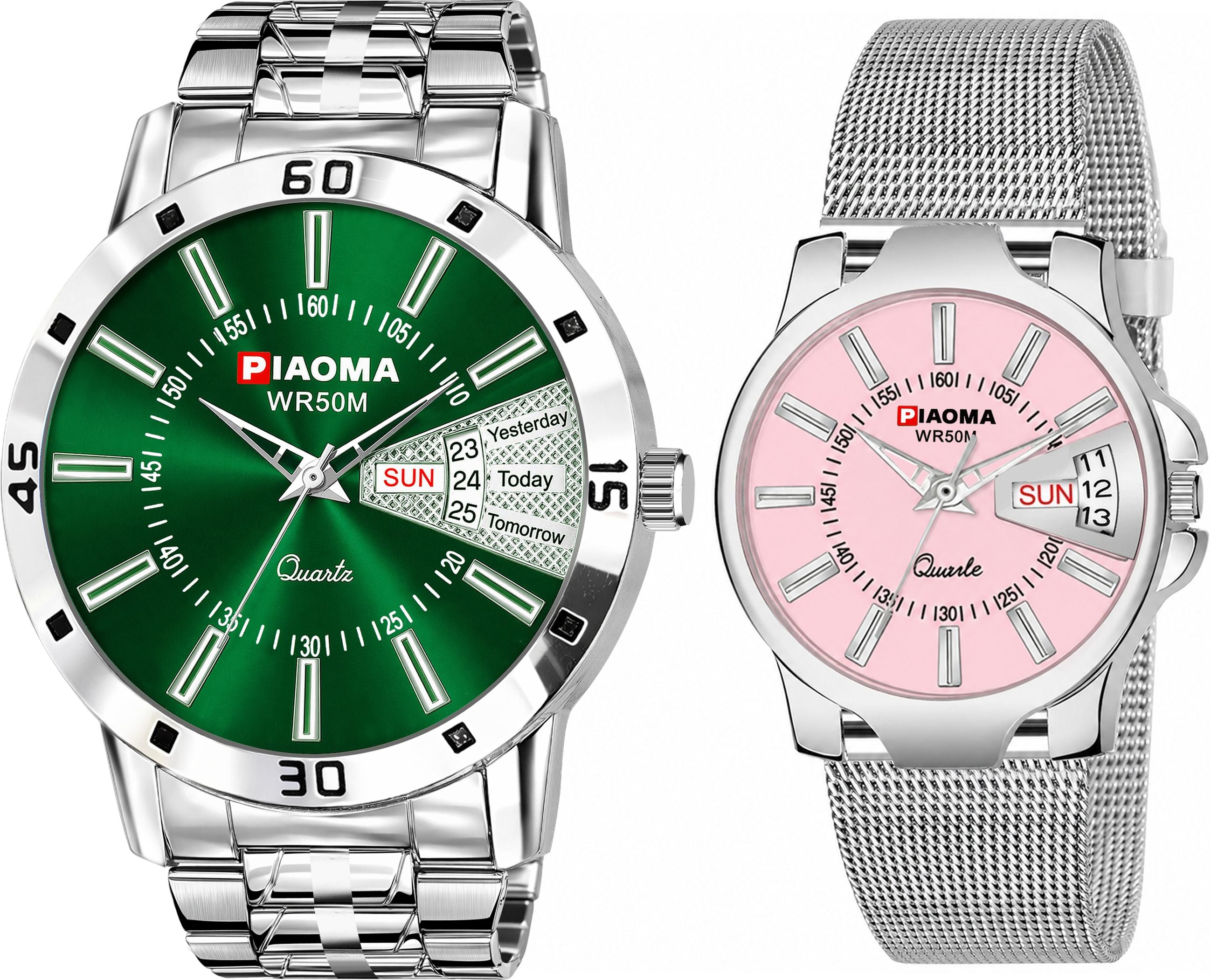 Piaoma Couple Green and pink watch couple watch Analog Watch  - For Couple