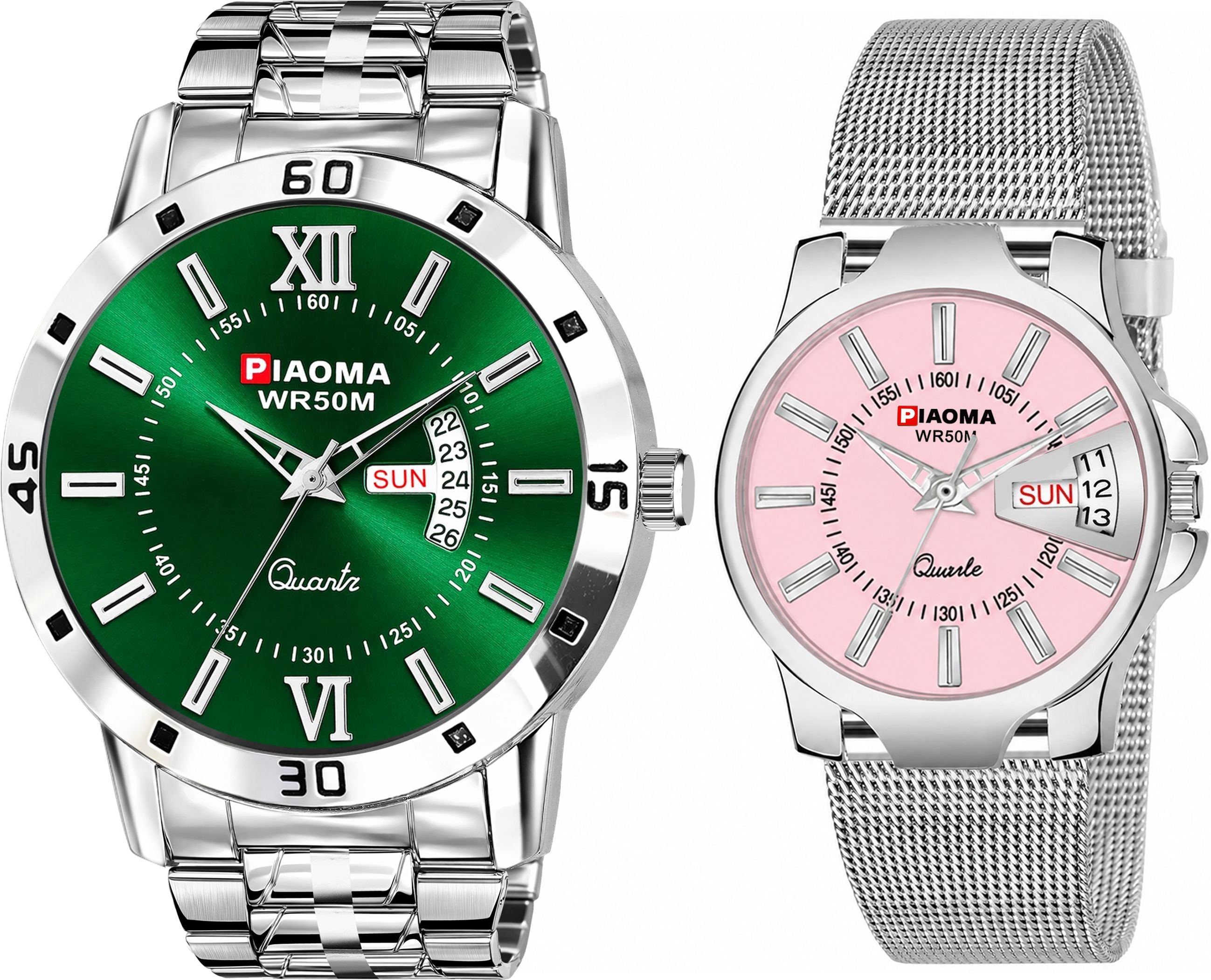 Piaoma Couple Green and pink watch Couple watch Analog Watch  - For Couple