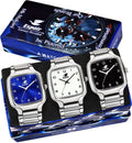 Espoir Combo SQ Blue White BLK Num Combo Square Numbered Blue White Black Analog Watch  - For Men