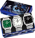 Espoir Combo SQ WHT BLK GRN Num Square Numbered Dial Pattern Combo of 3 Analog Watch  - For Men