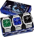Espoir Combo SQ Green Blue Black Combo Square Numbered Green Blue and White Analog Watch  - For Men
