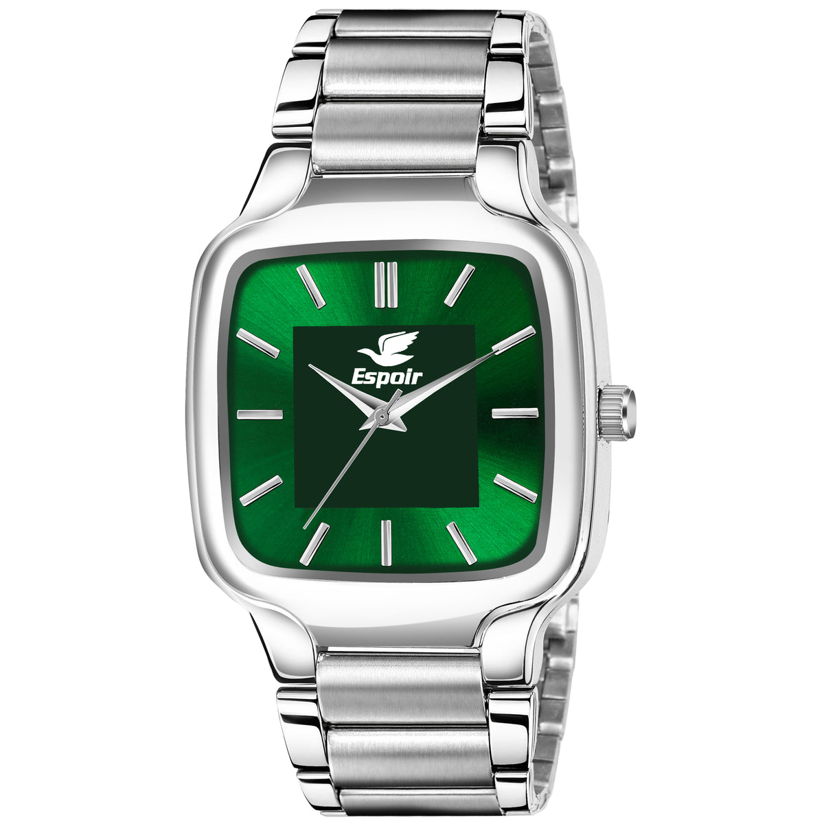 Espoir Square Case Fresh Green dial Stainless Steel Strap High Quality Analog Watch  - For Men