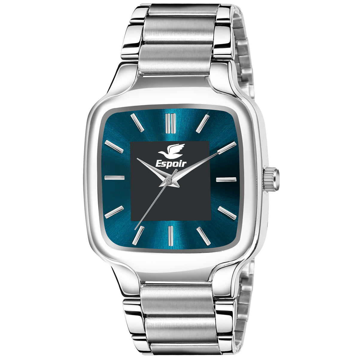 Espoir Square Applicated Steel Strap Green Dial square case Applique Sea green dial Analog Watch  - For Men
