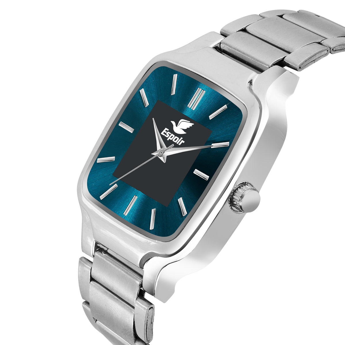 Espoir Square Applicated Steel Strap Green Dial square case Applique Sea green dial Analog Watch  - For Men