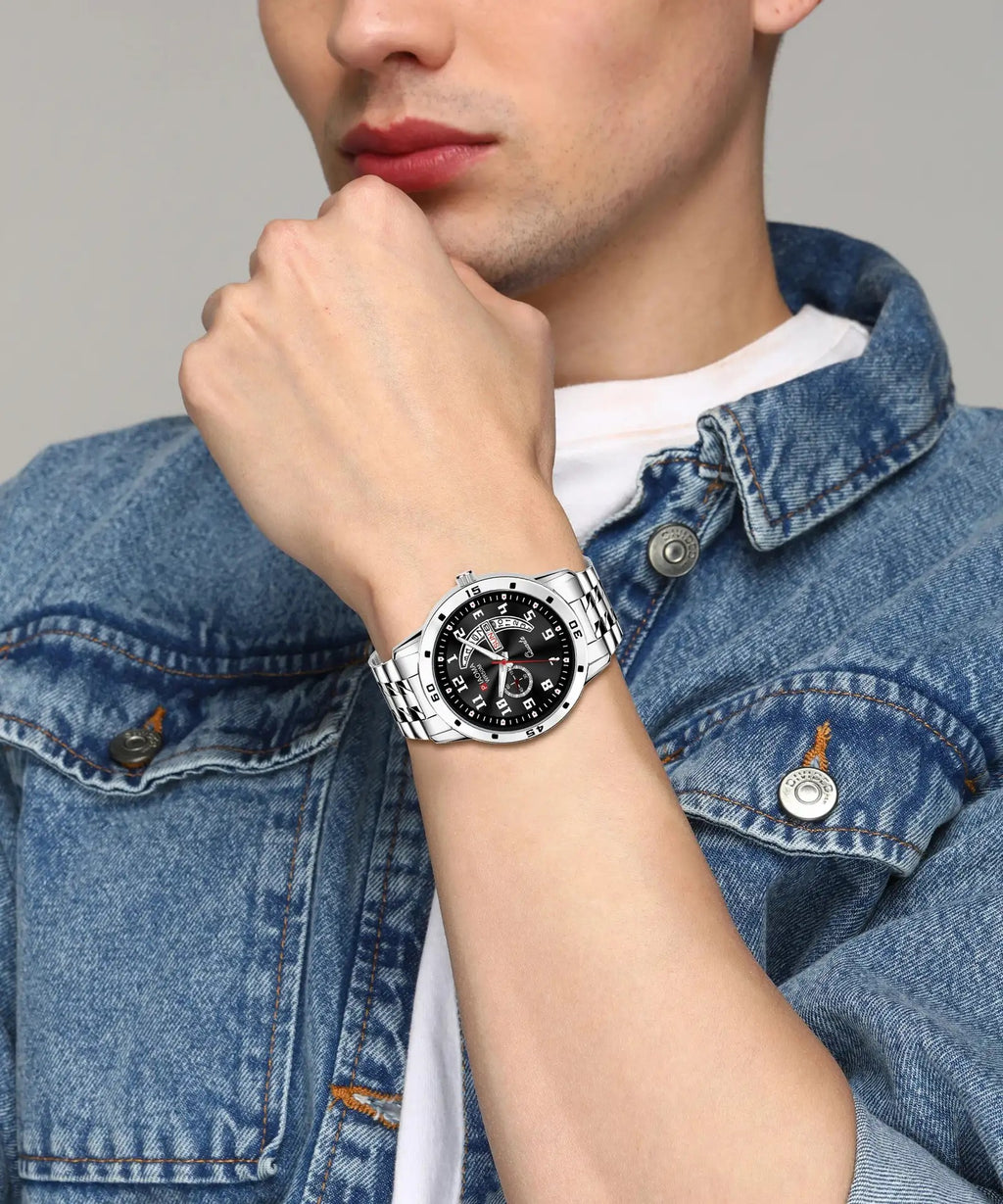 Piaoma King Print Bracelet Watch with Day & Date
