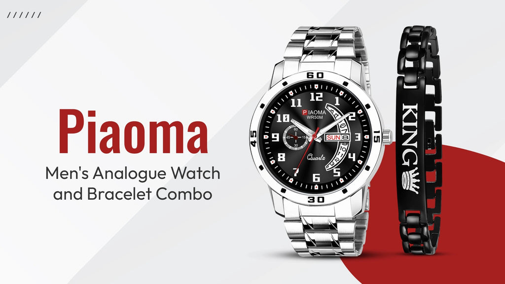 Piaoma King Print Bracelet Watch with Day & Date