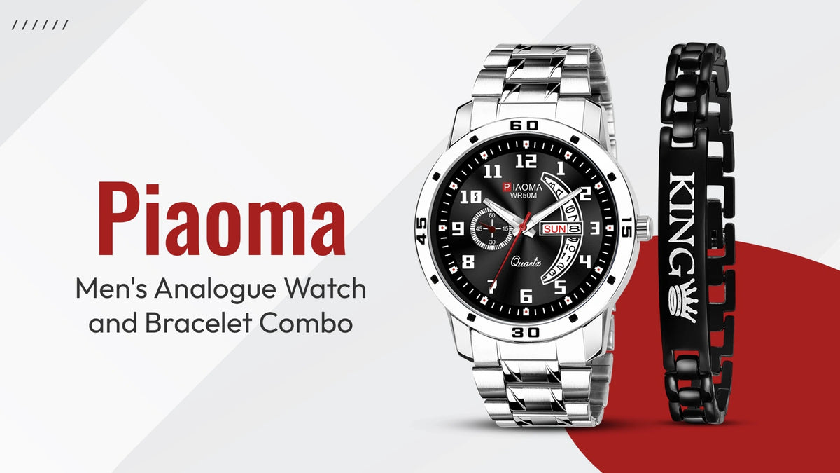Piaoma King Print Bracelet Watch with Day & Date