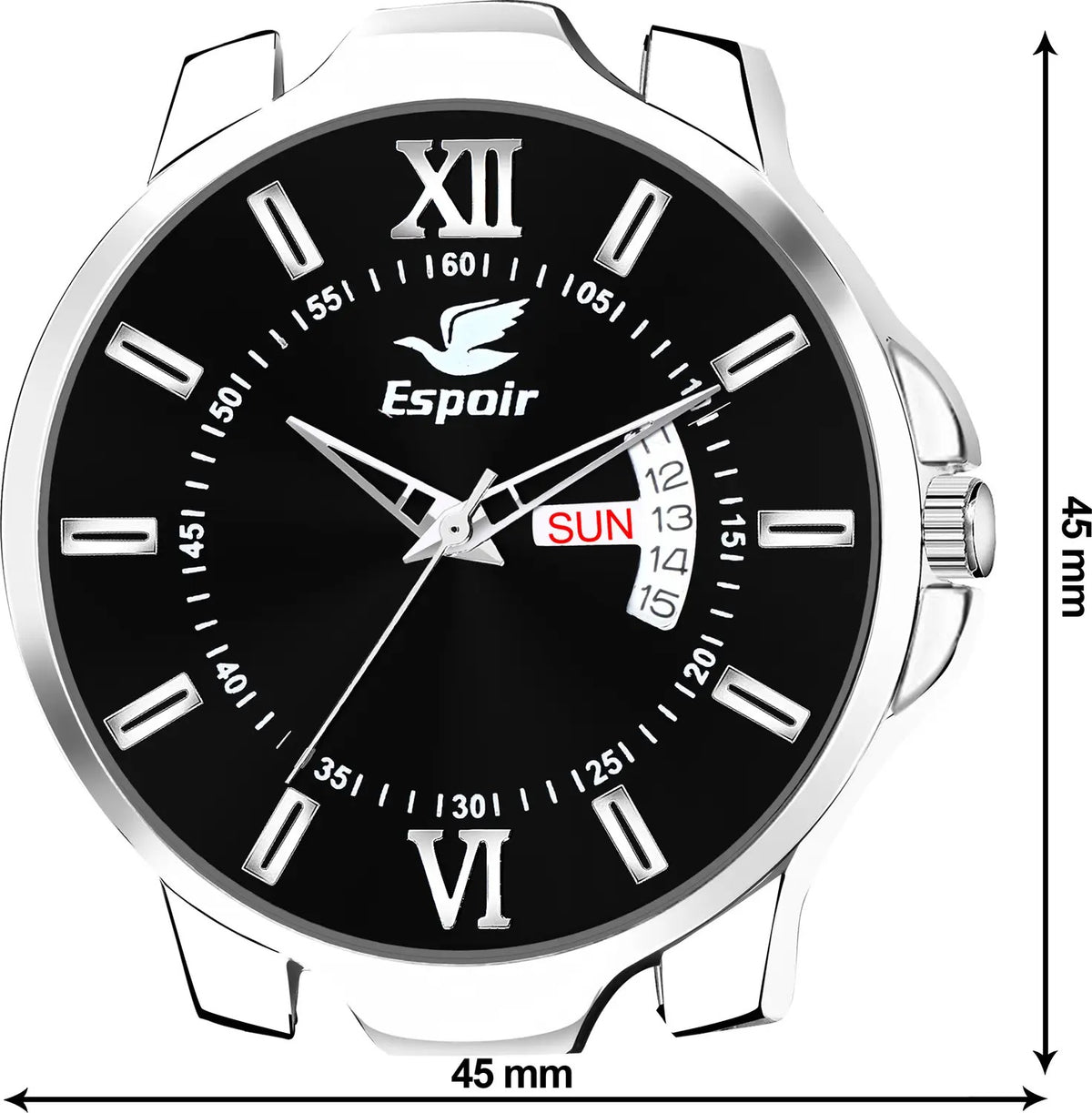 Espoir Black Silicone Day and Date Smart Watch Strap Day And Date Functioning High Quality Analog Watch  - For Men