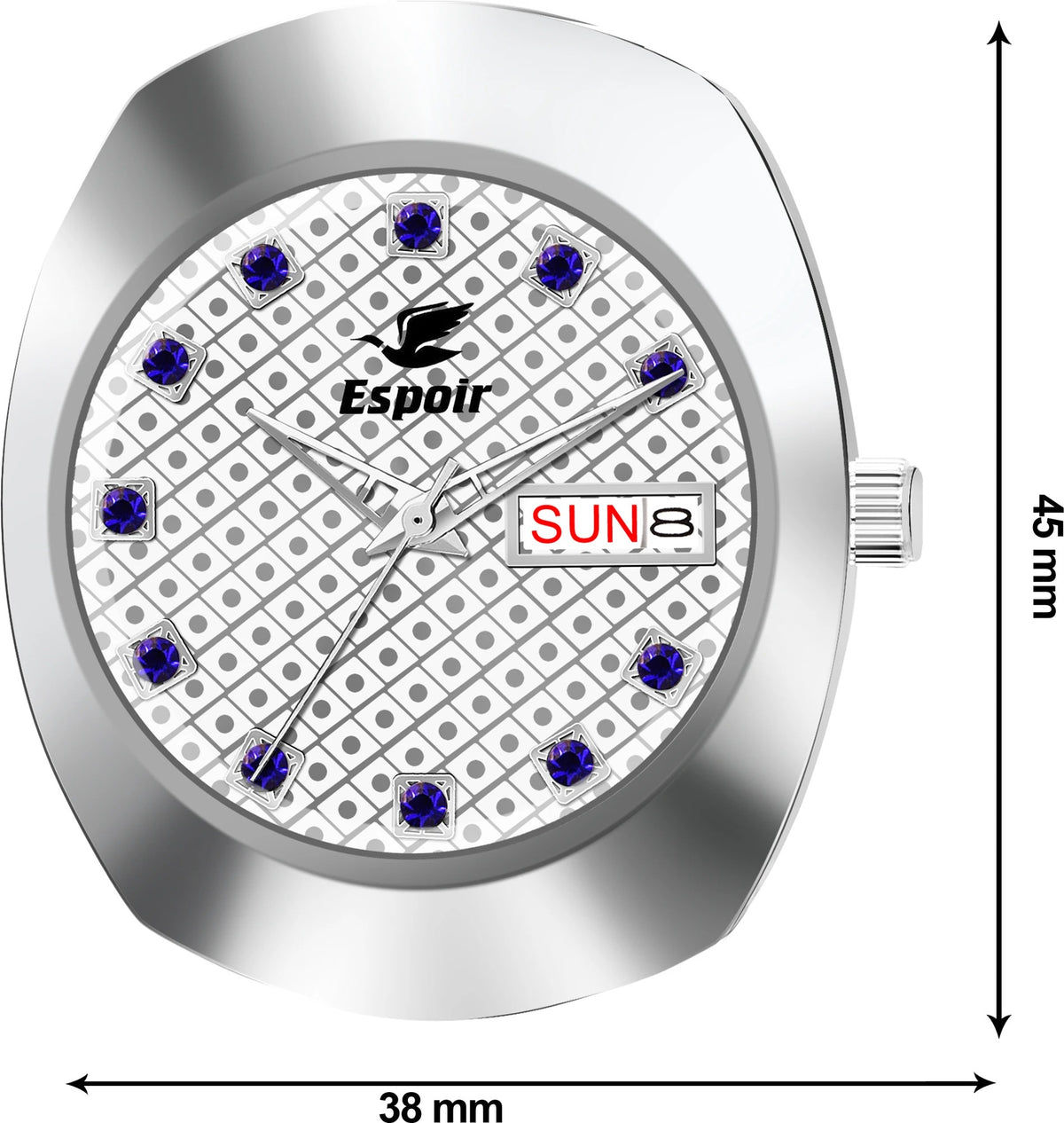 Espoir Stylish 3D Glass with Masculine Blue Stones Series Stainless Steel Chain Analog Watch  - For Men