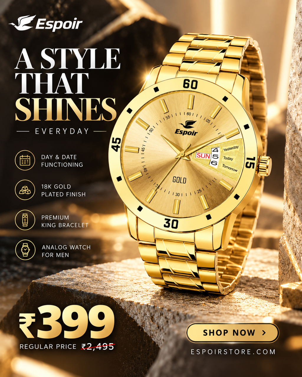 Espoir NA DAY AND DATE FUNCTIONING Hybrid Smartwatch Watch  - For Men