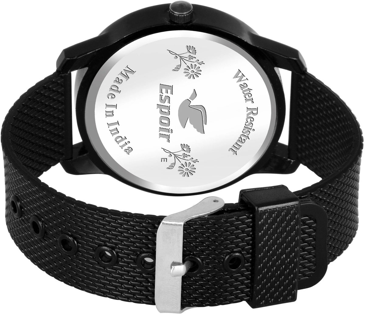 Espoir NA All Black Mesh Strap DAY AND DATE FUNCTIONING Analog Watch  - For Men