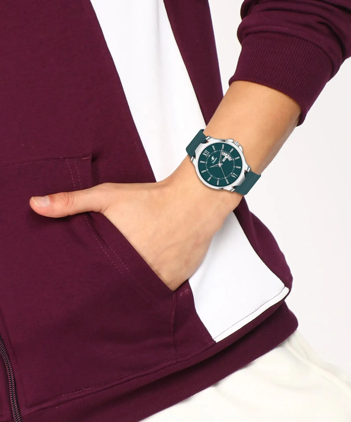 Espoir Olive Day and Date Smart Watch Strap Day And Date Functioning High Quality Analog Watch  - For Men