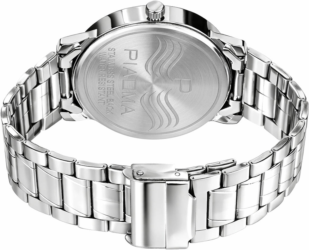 Piaoma Day and Date Latest Blue Stainless Steel FInish Luxury Blue color Day and Date Analog Watch  - For Men