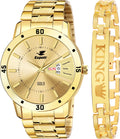Espoir Gold Plated 18K DAY AND DATE FUNCTIONING WATCH WITH KING BRACELET Analog Watch  - For Men