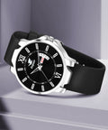 Espoir Black Silicone Day and Date Smart Watch Strap Day And Date Functioning High Quality Analog Watch  - For Men