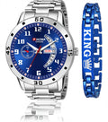 Piaoma PADPUR0507 Day And Date Functioning Combo Of King Printed Blue Bracelet High Quality Analog Watch  - For Men