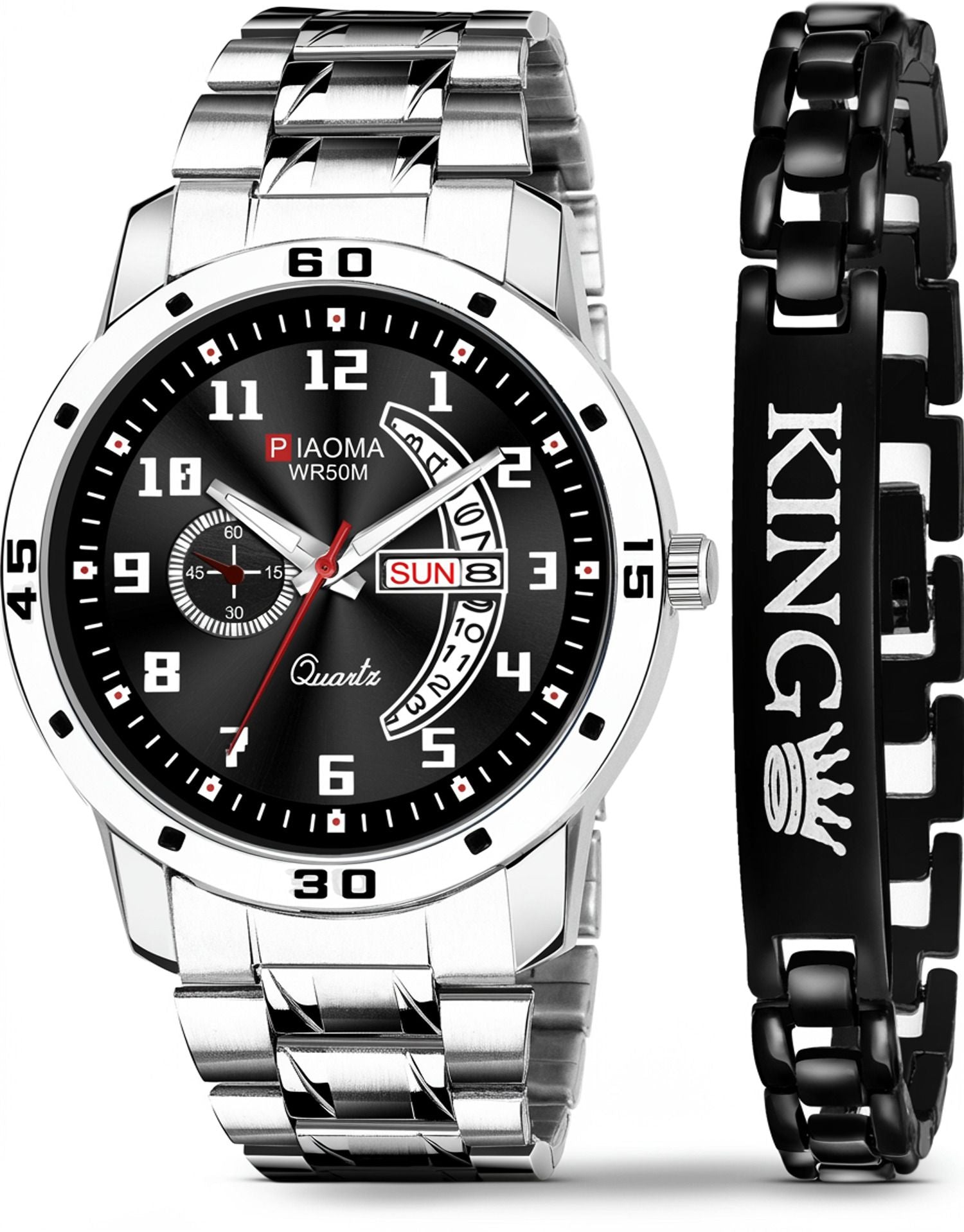 Piaoma Day And Date Functioning High Quality Combo Of King Printed Bracelet Analog Watch  - For Men